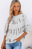 Gray Tie-dyed Print Long Sleeve Sweatshirt