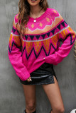 Geometry Contrast Knitting Pullover Sweater
