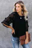Black Crew Neck Kimono Sleeve Knit Top