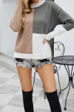 Colorblock Splicing Turtleneck Sweater
