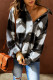 Black Plaid Print Buttoned Shirt Coat with Pocket