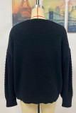 Cable Knit Sleeves Plain Pullover Sweaters
