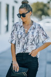 Gray Snake Print Short Sleeve Shirt