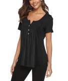 Black V Neck Top with Button