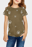 Brown Dandelion Print Little Girl Tee