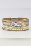 Chain and Stones Leather Bracelet MOQ 5pcs