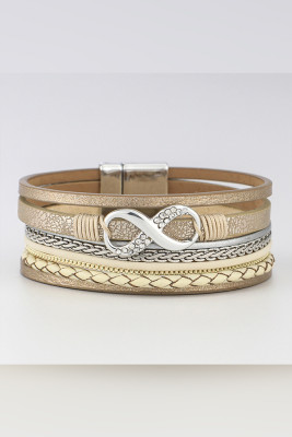 Chain and Stones Leather Bracelet MOQ 5pcs