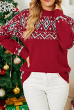 Stand Collar Geometric Xmas Knit Sweaters