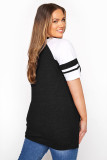 Black Crisscross V Neck Raglan Sleeve Plus Size Tee