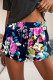 Blue Drawstring Waist Floral Shorts