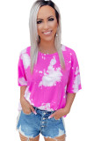 Pink Marbled Tie-dye Short Sleeve T Shirt