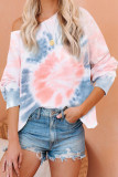 Pink Tie Dye Pullover Long Sleeve Top