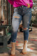 Blue Plus Size Distressed Ankle Length Skinny Jeans