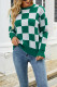 Square Plaid Knit Pullover Sweaters