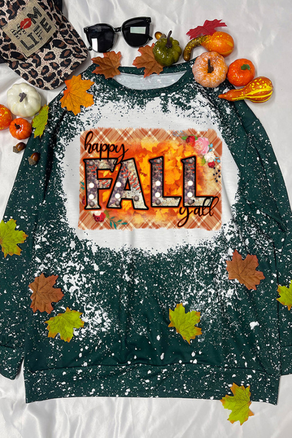 Happy Fall Y'all Print Long Sleeve Top Women UNISHE Wholesale