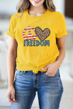 Peace Love Freedom Print Short Sleeve Graphic Tee UNISHE Wholesale