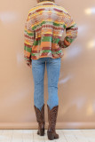Lapel Button Up Aztec Jacket Coat