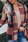 Draped Open Front Plaid Cardigan