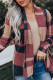 Draped Open Front Plaid Cardigan