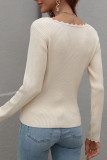 Plain V Neck Knitting Pullover Sweater