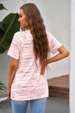Pink V Neck Front Pocket Camo Tee