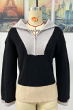 Half Zipper Color Block Pullover Sweaters