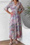 Paisley Floral Print Flare Sleeves Maxi Dress Unishe Wholesale