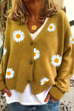 Daisy Pattern Buttons Front V-neck Cardigans UNISHE Wholesale