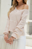 Plain U Neck Cute Cord Ball Sew In Knit Sweaters