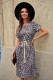 Leopard Short Sleeve Pocketed Drawstring Casual Dress