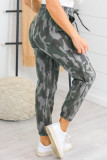 Camo Print Pocketed Drawstring High Waist Joggers