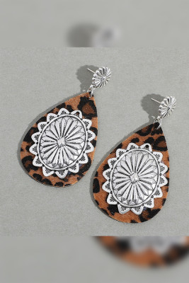 Brown Hairy Leopard with Western Patchwork Earrings MOQ 5pcs