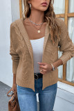 Cable Knit Open Front Cardigan With Hood