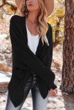 Cable Knit Front Open Cardigan