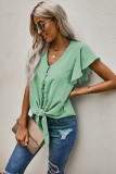 Green Forever Tonight Button Tie Top