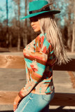 Western Aztec Print Pullover Knit Top with Pocket