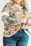 Multicolor Plus Size Tie Dye V Neck Sweatshirt