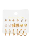 Alloy and Pearl Retro Earrings 6 Pairs Set