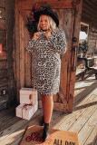 Plus Size Turtleneck Leopard Dress