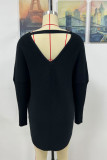 Front Back V Neck Plain Loose Pullover Sweaters