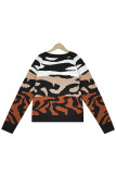 Leopard Splicing Colorblock Sweater