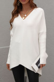 Front Back V Neck Plain Loose Pullover Sweaters