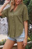 Button Down V Neck Cotton Blend Tops Unishe Wholesale