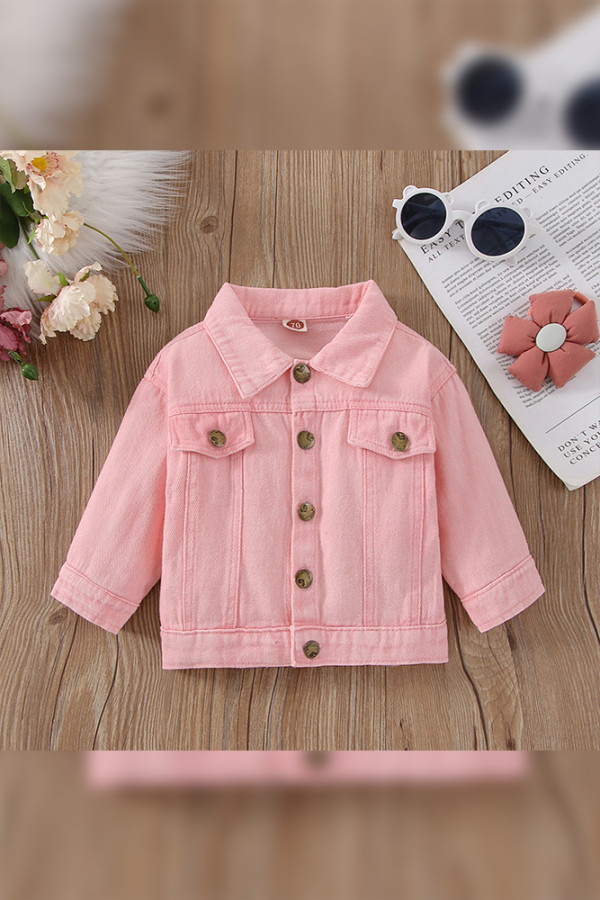 Barbie Embroidery Pink Baby Girl Denim Jackets
