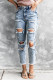 High Rise Distressed Slim-fit Wash Jeans