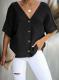 Black Soak It Up Cotton Button Down Blouse