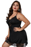 Black Venecia Chemise with Lace Trim