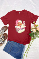 Retro Santa Believe,ChristmasGraphic Printed Short Sleeve T Shirt Unishe Wholesale