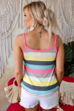 Multicolor Twist Hem Striped Knit Tank Top