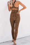 Brown Cheetah Print Sport Bra Pants Set